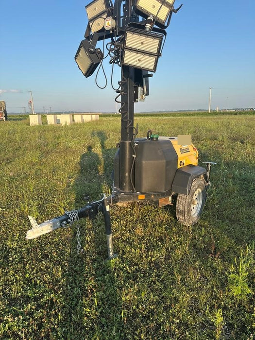 2022 Allmand NLV3GR (4) LED Light Fixture 350W, 23' Vertical Mast, 3kW Prime, Towable, Deep Sea L401, Leveling Jacks, Yanmar T4F 5.8hp