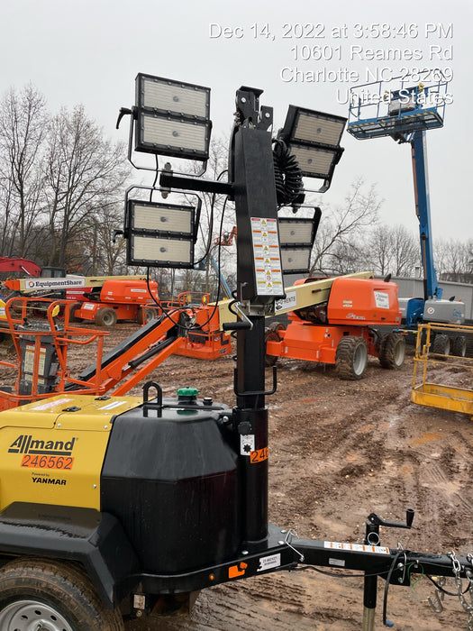 2022 Allmand NLV3GR (4) LED Light Fixture 350W, 23' Vertical Mast, 3kW Prime, Towable