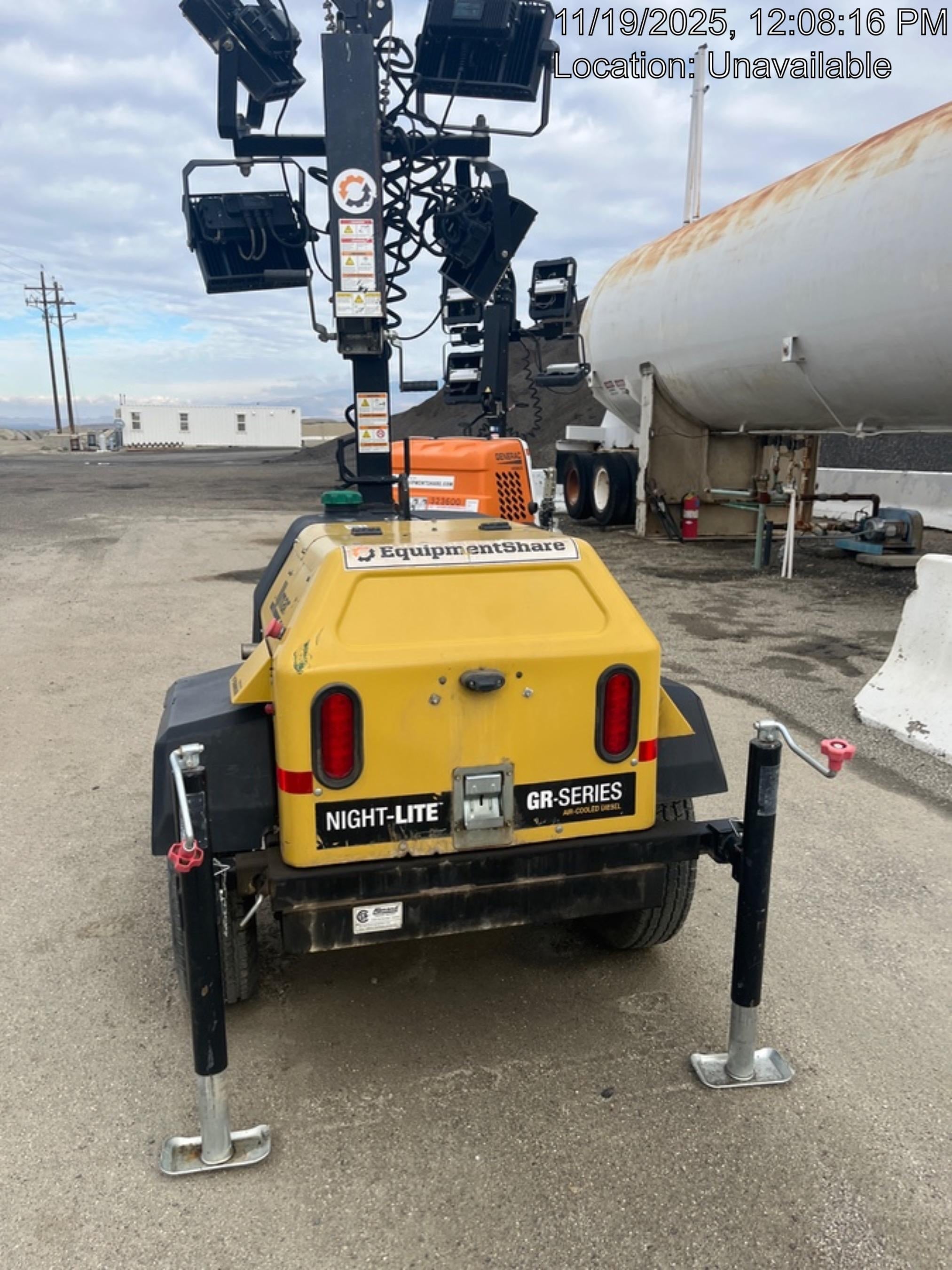 2021 Allmand NLV3GR (4) LED Light Fixture 350W, 23' Vertical Mast, 3kW Prime, Towable, Deep Sea L401, Leveling Jacks, Yanmar T4F 5.8hp