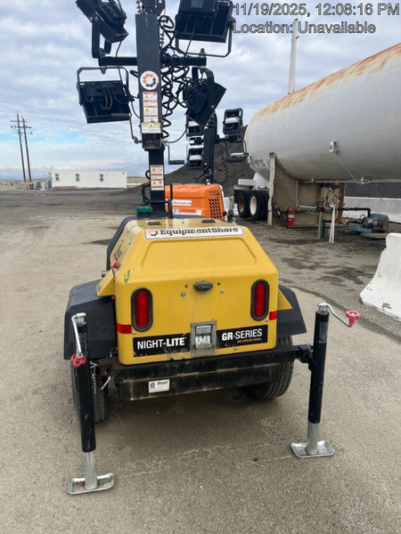 2021 Allmand NLV3GR (4) LED Light Fixture 350W, 23' Vertical Mast, 3kW Prime, Towable, Deep Sea L401, Leveling Jacks, Yanmar T4F 5.8hp