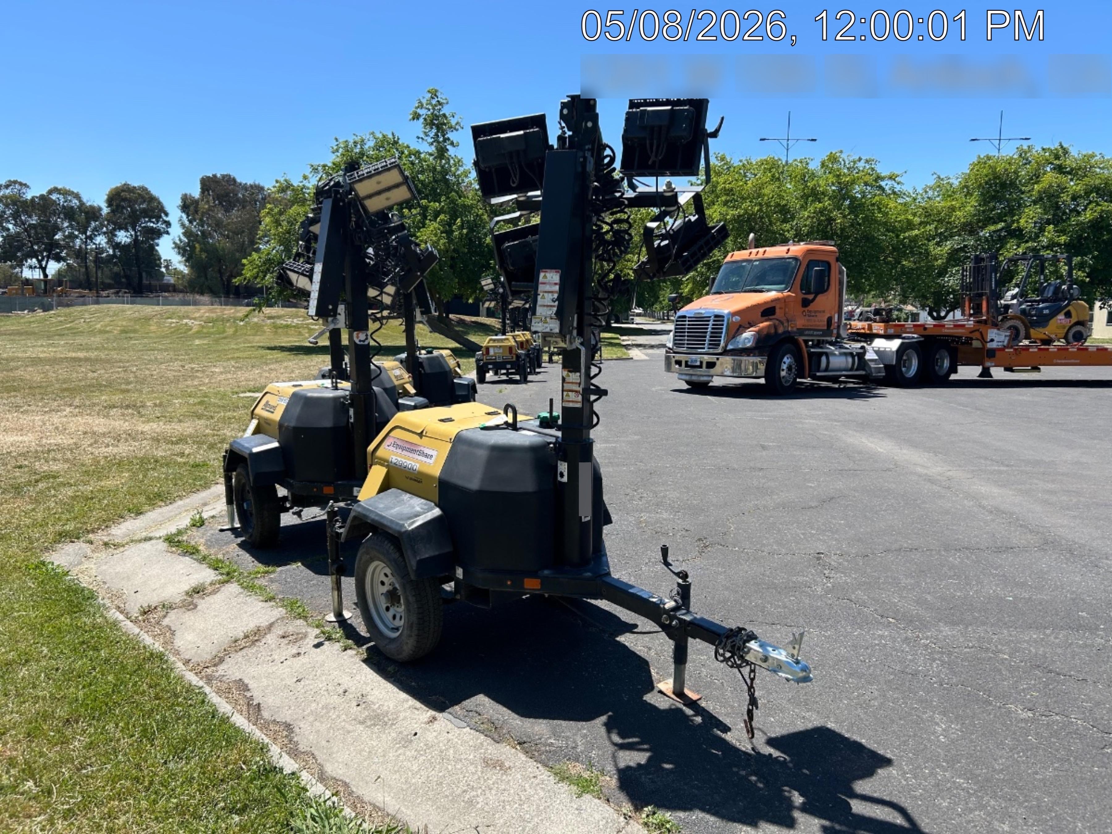 2021 Allmand NLV3GR (4) LED Light Fixture 350W, 23' Vertical Mast, 3kW Prime, Towable, Deep Sea L401, Leveling Jacks, Yanmar T4F 5.8hp