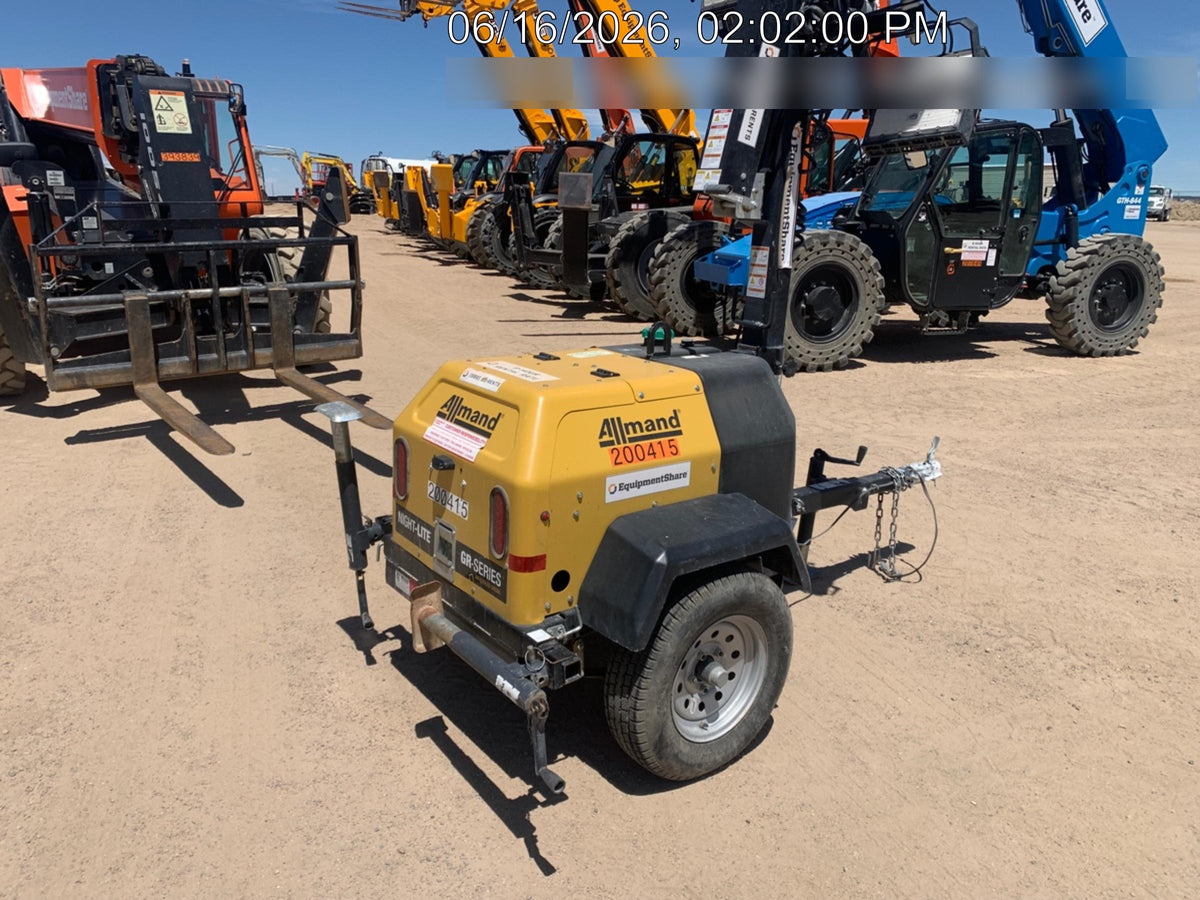 2022 Allmand NLV3GR (4) LED Light Fixture 350W, 23' Vertical Mast, 3kW Prime, Towable, Deep Sea L401, Leveling Jacks, Yanmar T4F 5.8hp