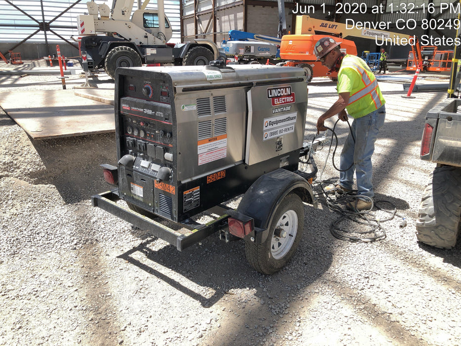 2019 Lincoln Electric Vantage 322 Welder Ready-Pak 3, Two wheel trailer, Fender and Light kit, Cable Rack