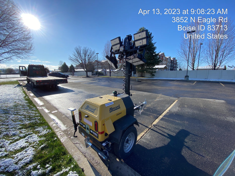 2022 Allmand NLV3GR (4) LED Light Fixture 350W, 23' Vertical Mast, 3kW Prime, Towable, ES Decals, T3