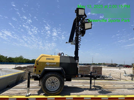 2022 Allmand NLV3GR (4) LED Light Fixture 350W, 23' Vertical Mast, 3kW Prime, Towable, Deep Sea L401, Leveling Jacks, Yanmar T4F 5.8hp