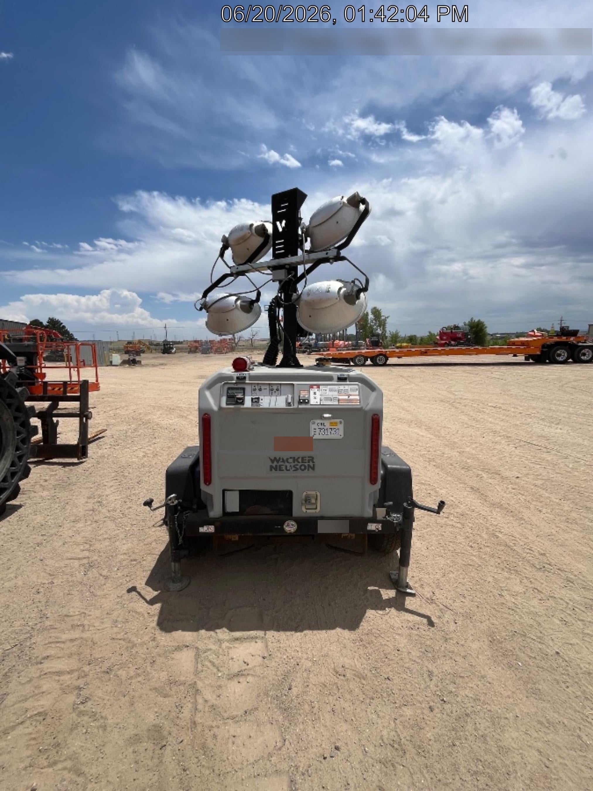 2018 Wacker Neuson LTV6L-MH Wacker Neuson LTV6L Mobile Light Tower w/Fuel Level Sensor Installed