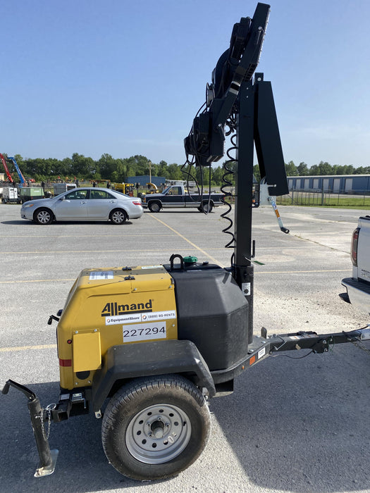 2022 Allmand NLV3GR (4) LED Light Fixture 350W, 23' Vertical Mast, 3kW Prime, Towable, Deep Sea L401, Leveling Jacks, Yanmar T4F 5.8hp