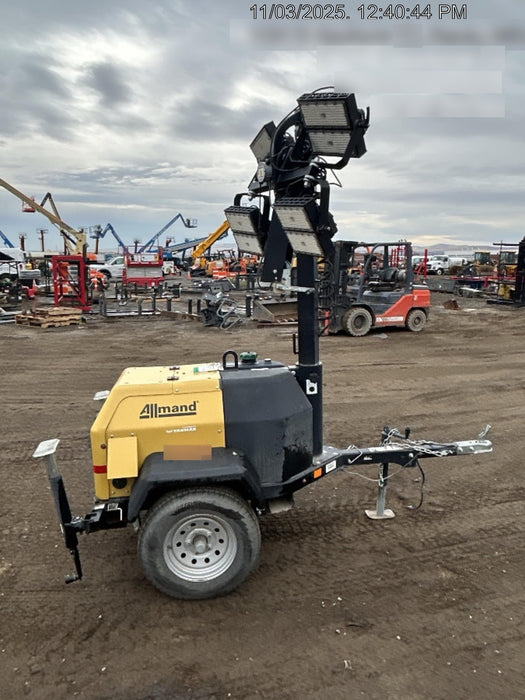 2022 Allmand NLV3GR (4) LED Light Fixture 350W, 23' Vertical Mast, 3kW Prime, Towable, Deep Sea L401, Leveling Jacks, Yanmar T4F 5.8hp