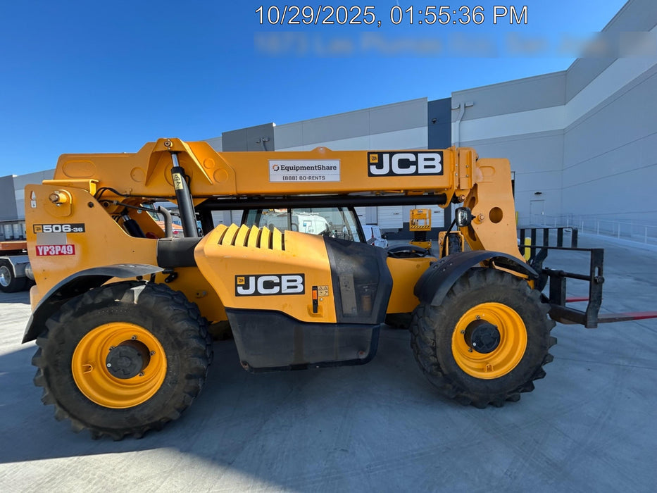 2019 JCB 506-36 Canopy, 74 HP, Foam Filled Tires, STD Worklight, Beacon, Aux Hydraulics, Lifting Eye, Back up Alarm 48" Carriage/48" Forks