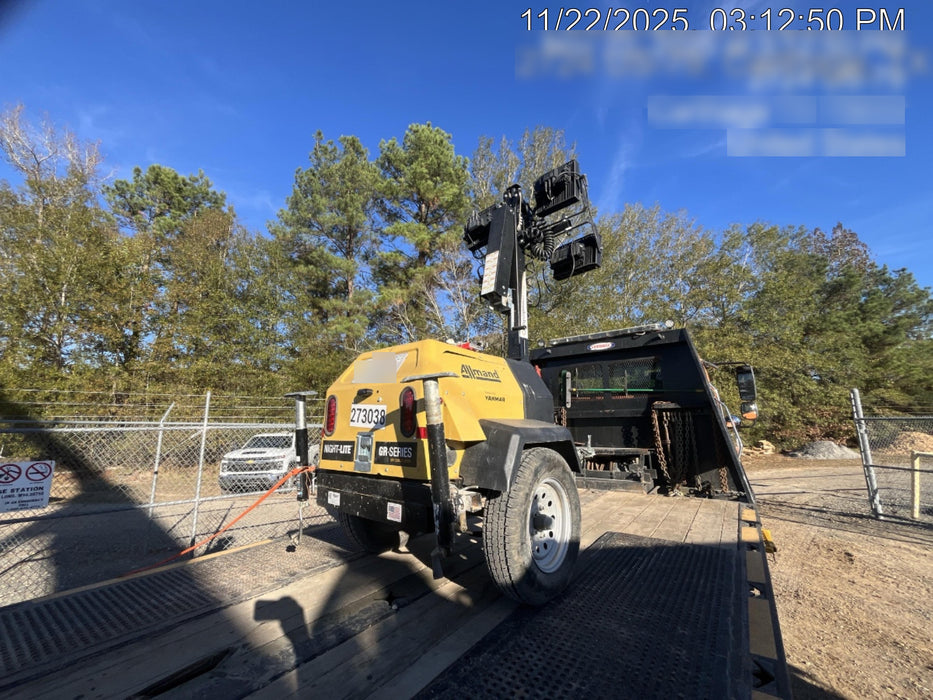 2022 Allmand NLV3GR (4) LED Light Fixture 350W, 23' Vertical Mast, 3kW Prime, Towable, ES Decals, T3