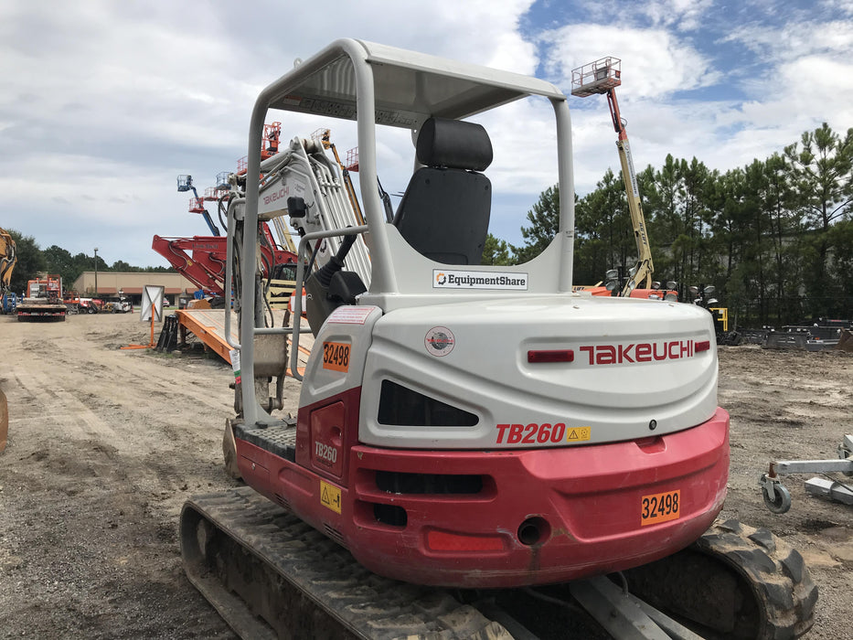 2019 Takeuchi TB260 Canopy, Standard Blade, Auxiliary hydraulics Manual QC, Hydraulic thumb, 12" ,18", 24" Bucket