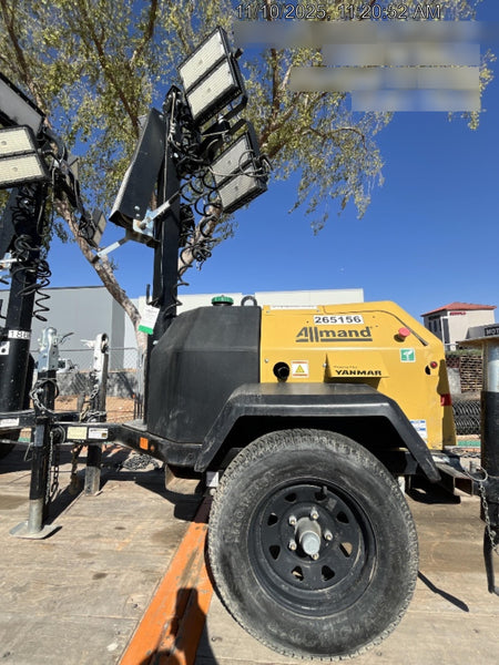 2022 Allmand NLV3GR (4) LED Light Fixture 350W, 23' Vertical Mast, 3kW Prime, Towable, ES Decals, T3