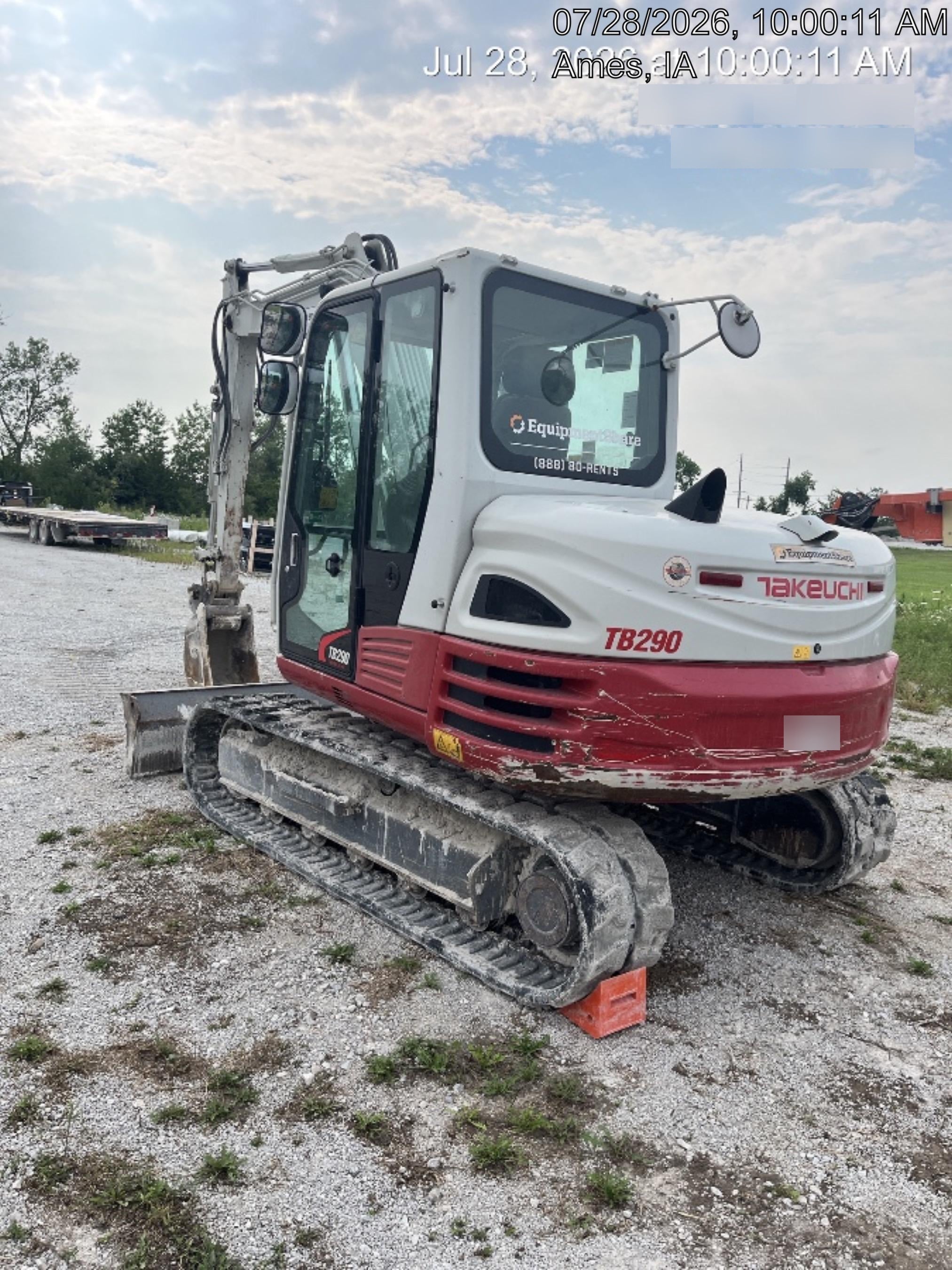 2019 Takeuchi TB290 Cab/Heat/AC Rubber tracks, Dozer blade, Travel alarm, Auxiliary hydraulics Manual QC, Hydraulic thumb, 18", 24", and 36" Buckets