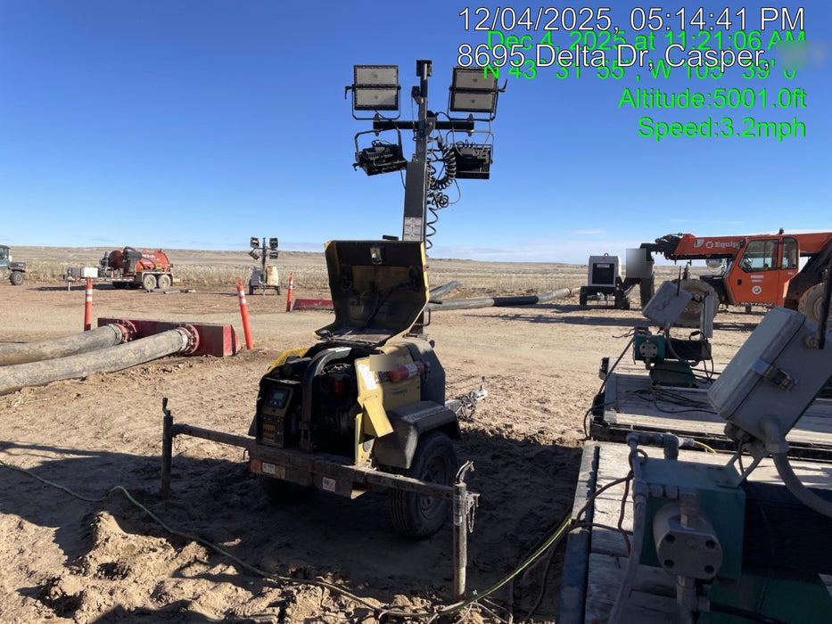 2022 Allmand NLV3GR (4) LED Light Fixture 350W, 23' Vertical Mast, 3kW Prime, Towable, ES Decals, T3