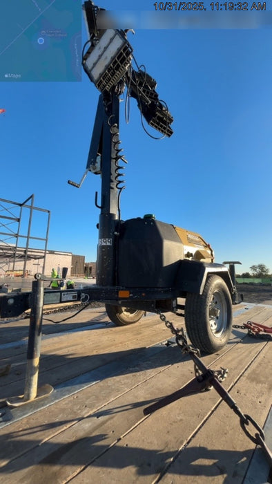 Allmand NLV3GR (4) LED Light Fixture 350W, 23' Vertical Mast, 3kW Prime, Towable, Deep Sea L401, Leveling Jacks, Yanmar T4F 5.8hp