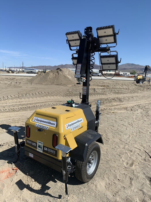 2021 Allmand NLV3GR (4) LED Light Fixture 350W, 23' Vertical Mast, 3kW Prime, Towable, Deep Sea L401, Leveling Jacks, Yanmar T4F 5.8hp