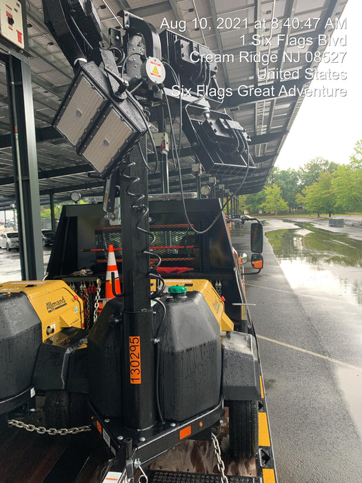 2021 Allmand NLV3GR (4) LED Light Fixture 350W, 23' Vertical Mast, 3kW Prime, Towable, Deep Sea L401, Leveling Jacks, Yanmar T4F 5.8hp