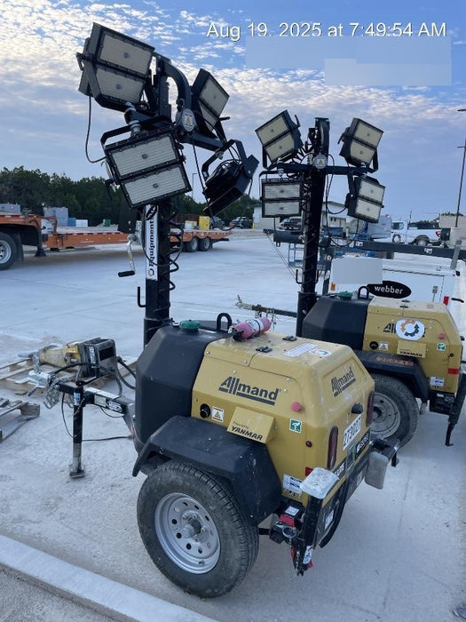 2022 Allmand NLV3GR (4) LED Light Fixture 350W, 23' Vertical Mast, 3kW Prime, Towable, ES Decals, T3
