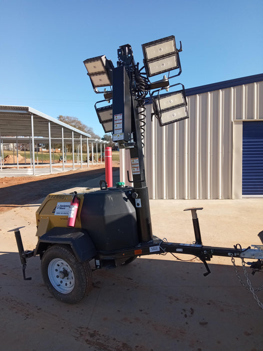 2021 Allmand NLV3GR (4) LED Light Fixture 350W, 23' Vertical Mast, 3kW Prime, Towable, Deep Sea L401, Leveling Jacks, Yanmar T4F 5.8hp