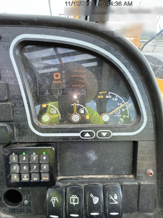 2019 JCB 510-56 Enclosed Cab, 74 HP, Solid Tires, Worklights, Beacon, Aux Hydraulics, Lifting Eye w/66" Carriage/60" Forks