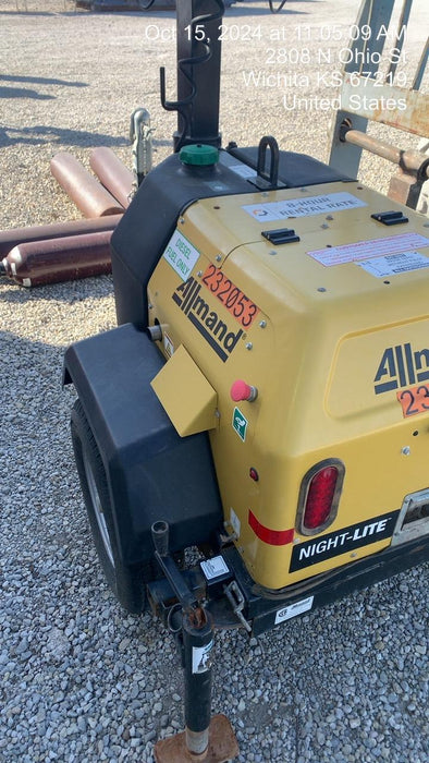 2022 Allmand NLV3GR (4) LED Light Fixture 350W, 23' Vertical Mast, 3kW Prime, Towable, Deep Sea L401, Leveling Jacks, Yanmar T4F 5.8hp