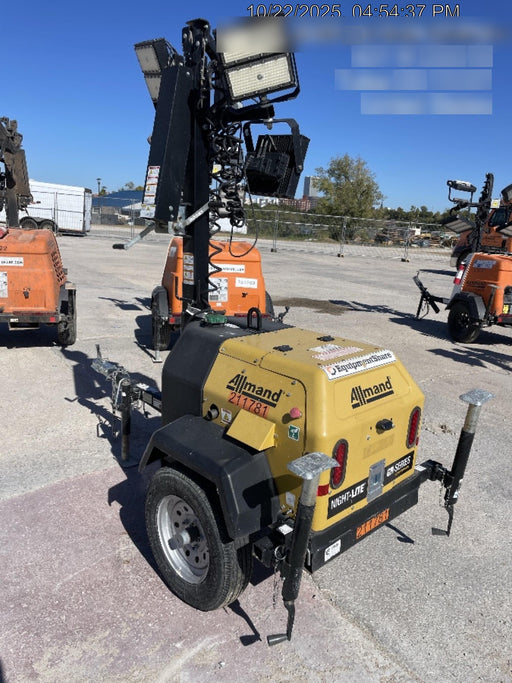 2022 Allmand NLV3GR (4) LED Light Fixture 350W, 23' Vertical Mast, 3kW Prime, Towable, Deep Sea L401, Leveling Jacks, Yanmar T4F 5.8hp