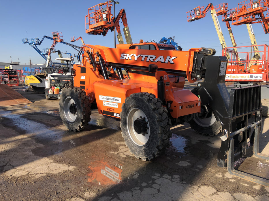 2019 Skytrak 6036 Cab/Heat/Air, Solid Tires, LED Work Lights, Beacon w/50" Carriage, 48" Pallet Forks