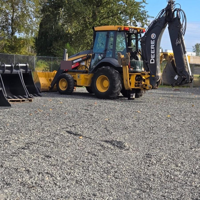 2020 John Deere 410L - Extendable Stick Cab/Heat/Air, 4WD, Extendable Stick, Pilot Controls, 2 Way Hydraulics, TAG Manual QC