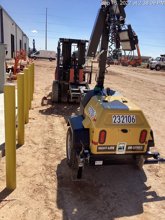 2022 Allmand NLV3GR (4) LED Light Fixture 350W, 23' Vertical Mast, 3kW Prime, Towable, Deep Sea L401, Leveling Jacks, Yanmar T4F 5.8hp