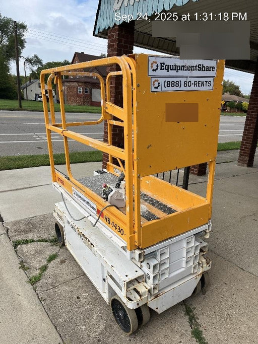 Custom Equipment HB-1430 <ul>
 <li>Hy-Brid Scissor Lift</li>
  <li>Platform capacity up to 670 lbs.</li>
  <li>Working height up to 20 ft</li>
  <li>Weighs under 1,700 lbs.</li>
  <li>Non-marking wheels </li>
</ul>