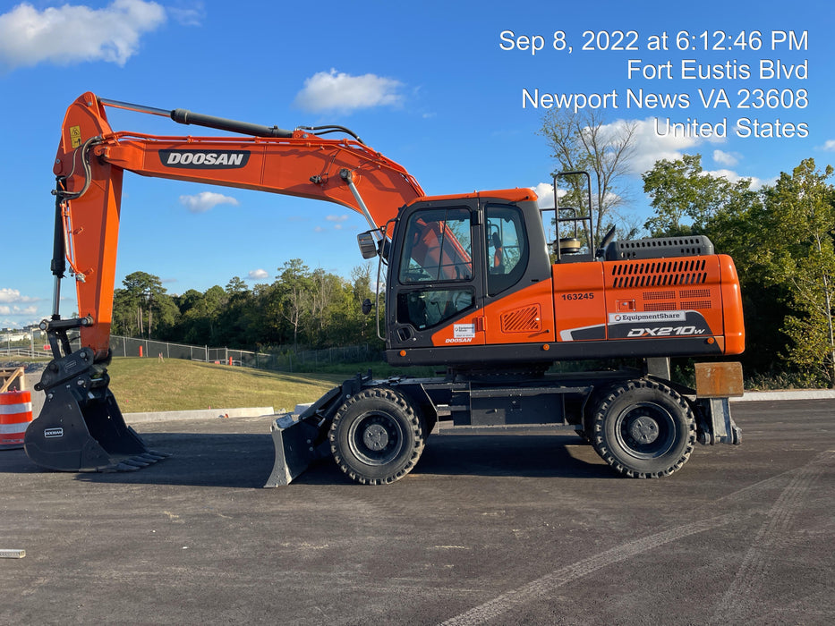2019 Doosan DX210WE-5 Standard Wheeled Excavator, Hydraulic Quick Coupler