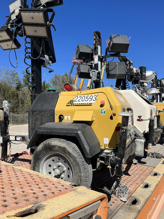 2022 Allmand NLV3GR (4) LED Light Fixture 350W, 23' Vertical Mast, 3kW Prime, Towable, Deep Sea L401, Leveling Jacks, Yanmar T4F 5.8hp