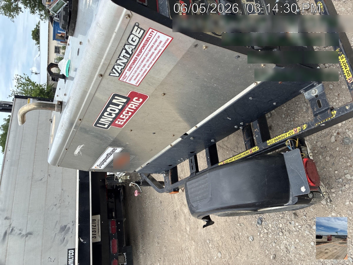 2019 Lincoln Electric Vantage 322 Ready-Pak 3, Two Wheel Trailer, Fender and Light Kit, Cable Rack