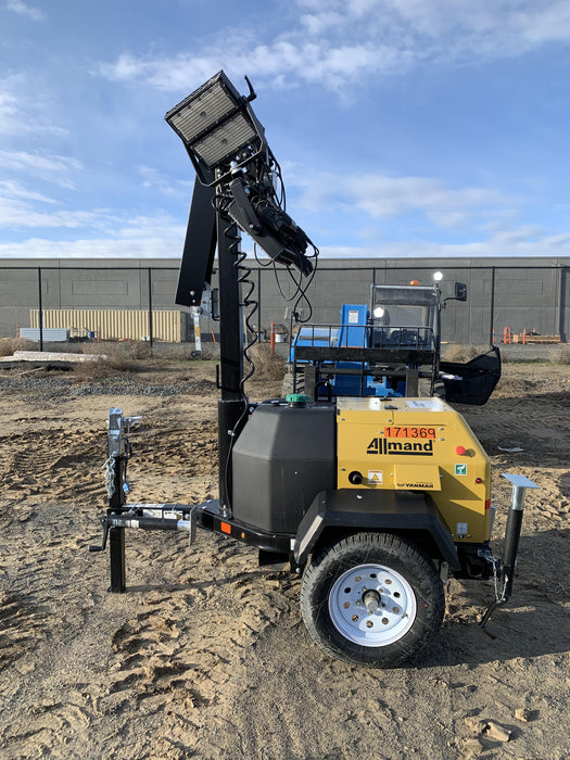 2021 Allmand NLV3GR (4) LED Light Fixture 350W, 23' Vertical Mast, 3kW Prime, Towable, Deep Sea L401, Leveling Jacks, Yanmar T4F 5.8hp