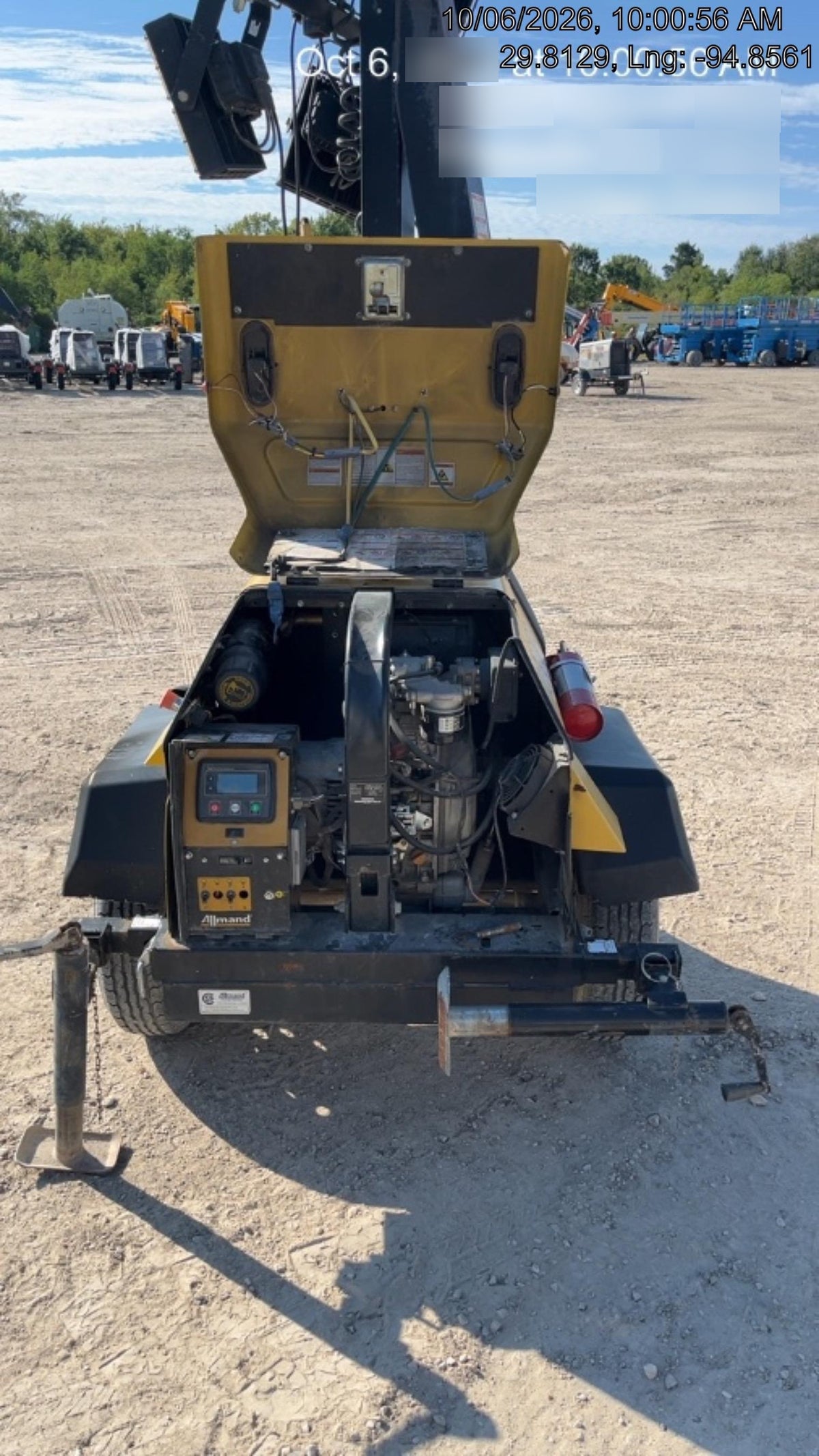 2022 Allmand NLV3GR (4) LED Light Fixture 350W, 23' Vertical Mast, 3kW Prime, Towable, Deep Sea L401, Leveling Jacks, Yanmar T4F 5.8hp