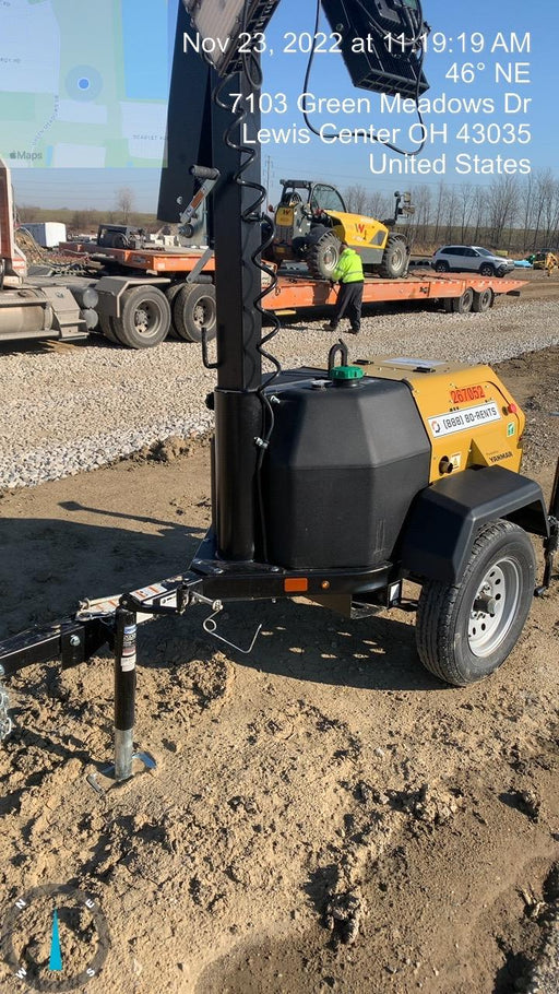 2022 Allmand NLV3GR (4) LED Light Fixture 350W, 23' Vertical Mast, 3kW Prime, Towable, ES Decals, T3