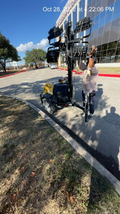 2022 Allmand NLV3GR (4) LED Light Fixture 350W, 23' Vertical Mast, 3kW Prime, Towable, Deep Sea L401, Leveling Jacks, Yanmar T4F 5.8hp