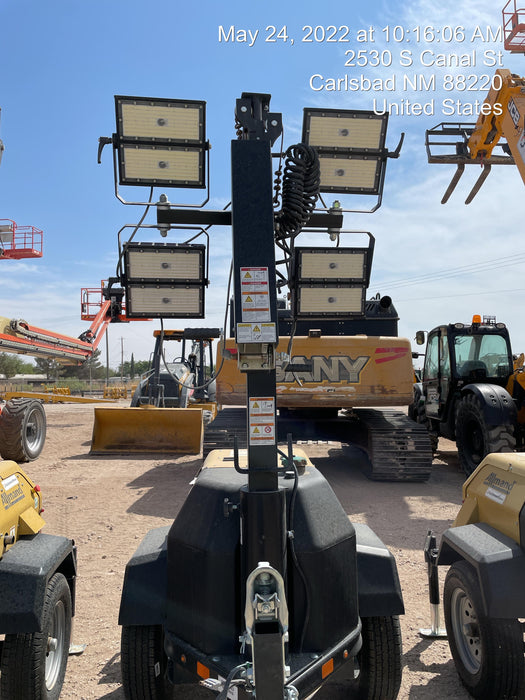 2022 Allmand NLV3GR (4) LED Light Fixture 350W, 23' Vertical Mast, 3kW Prime, Towable, Deep Sea L401, Leveling Jacks, Yanmar T4F 5.8hp