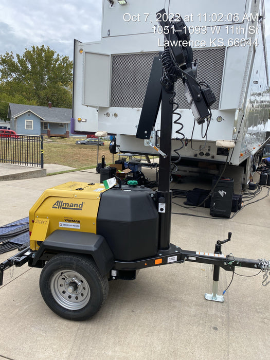 2022 Allmand NLV3GR (4) LED Light Fixture 350W, 23' Vertical Mast, 3kW Prime, Towable, ES Decals, T3