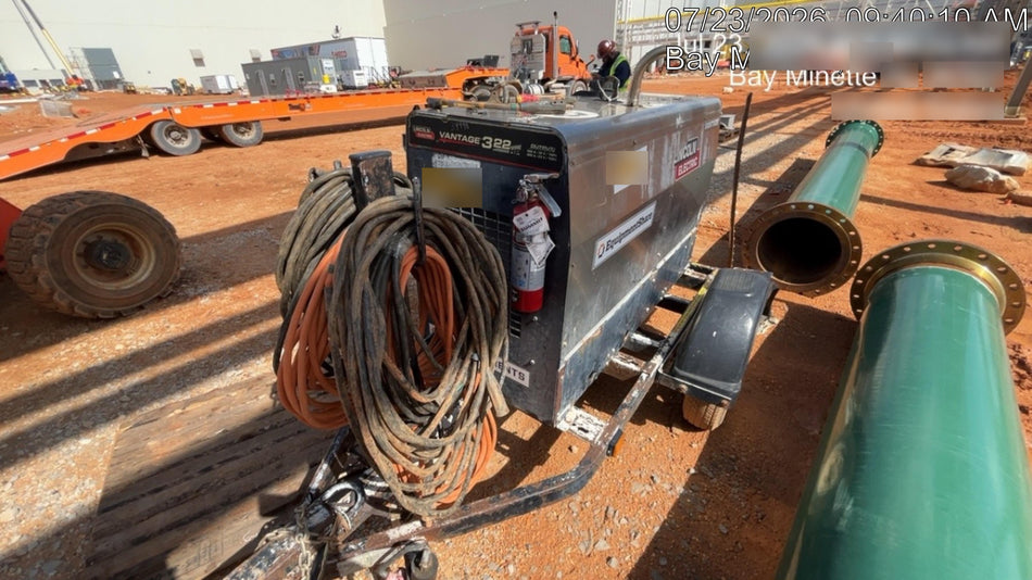 2019 Lincoln Electric Vantage 322 Welder Ready-Pak 3, Two wheel trailer, Fender and Light kit, Cable Rack