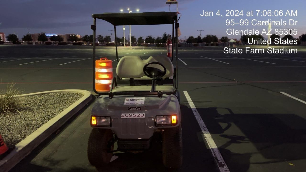 2022 Club Car CA100E Canopy, Fold down Windshield, Beacon, Back up Alarm, All-Trail Trials, HD 8 V Batteries, Trailer Hitch and Ball