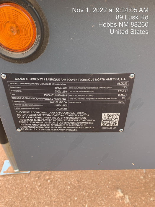 2022 ATLAS COPCO XAS188 CWK