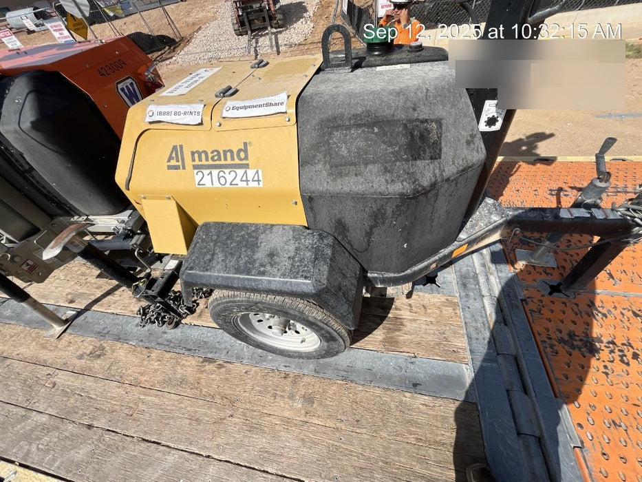 2022 Allmand NLV3GR (4) LED Light Fixture 350W, 23' Vertical Mast, 3kW Prime, Towable, Deep Sea L401, Leveling Jacks, Yanmar T4F 5.8hp