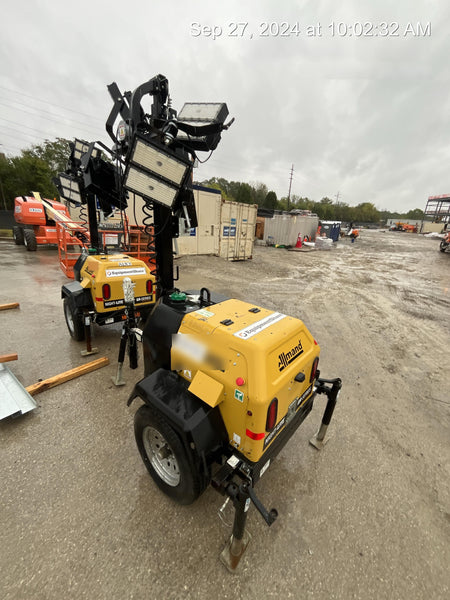 2022 Allmand NLV3GR (4) LED Light Fixture 350W, 23' Vertical Mast, 3kW Prime, Towable, Deep Sea L401, Leveling Jacks, Yanmar T4F 5.8hp