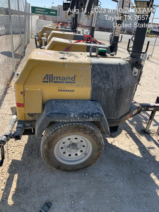 2022 Allmand NLV3GR (4) LED Light Fixture 350W, 23' Vertical Mast, 3kW Prime, Towable, ES Decals, T3