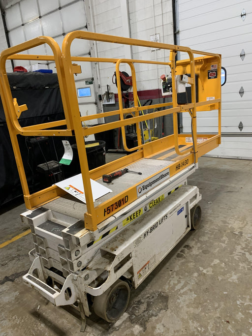 Custom Equipment HB-1430 Hy-Brid Scissor Lift
Platform capacity up to 670 lbs
Working height up to 20 ft
Weighs under 1,700 lbs
Non-marking wheels