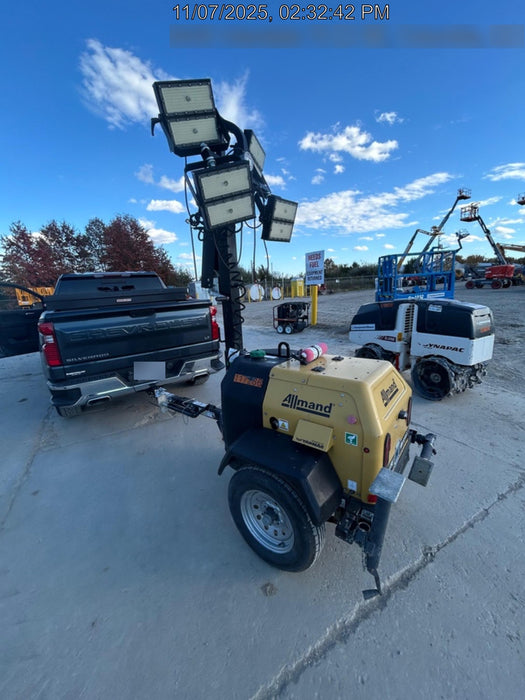 2020 Allmand NLV3GR (4) LED Light Fixture 350W, 23' Vertical Mast, 3kW Prime, Towable, Deep Sea L401, Leveling Jacks, Yanmar T4F 5.8hp