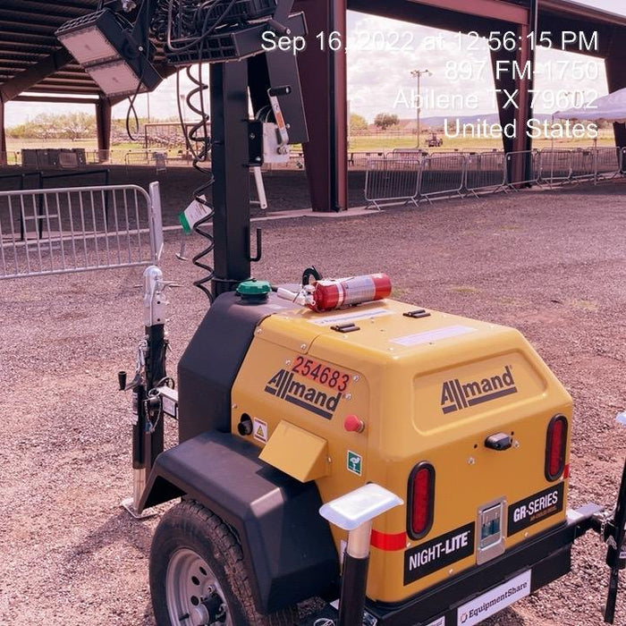2022 Allmand NLV3GR (4) LED Light Fixture 350W, 23' Vertical Mast, 3kW Prime, Towable, ES Decals, T3