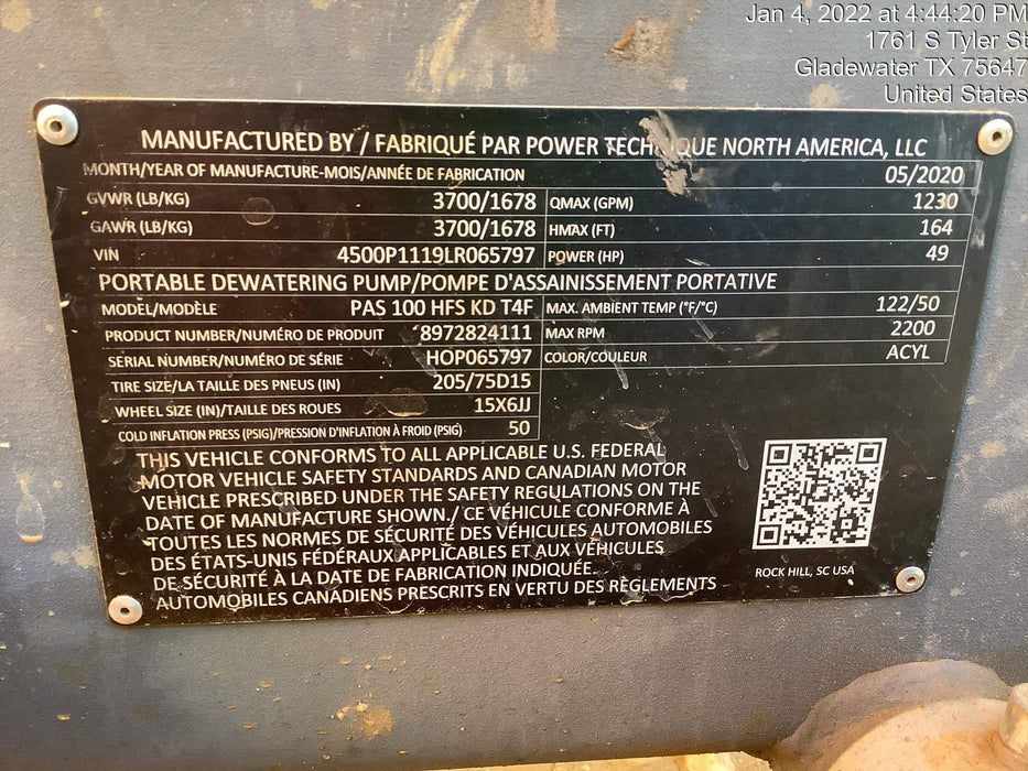 2021 ATLAS COPCO PAS 100 HF CS Enclosed