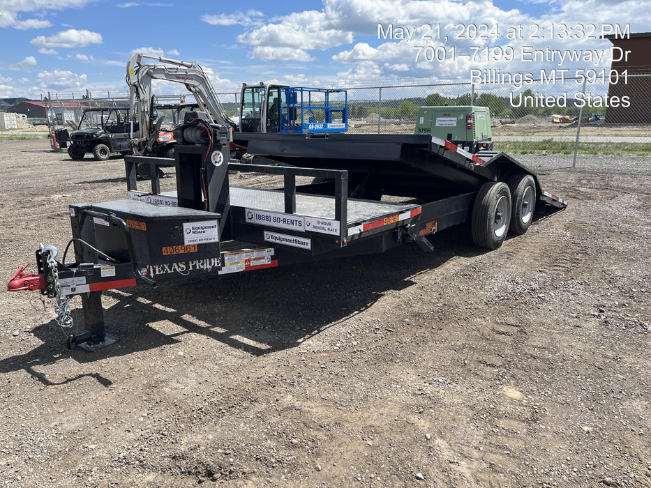 2024 TEXAS PRIDE TRAILERS 21' Lowboy Gravity Tilt Bed 14K Bumper Pull Trailer